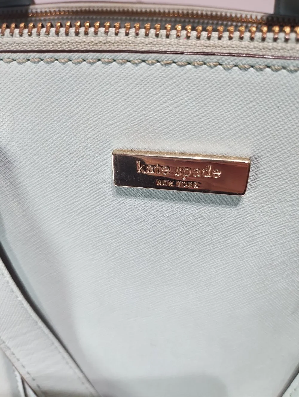 kate spade Pale Aqua Saffiano Leather Shoulder Bag with Gold Hardware